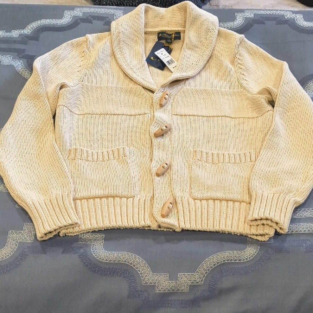Brooks Brothers 100% Cotton Chunky Knit Shawl Collar Cardigan